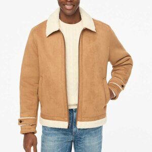New men's L J Crew Factory Sherpa bomber jacket in faux suede